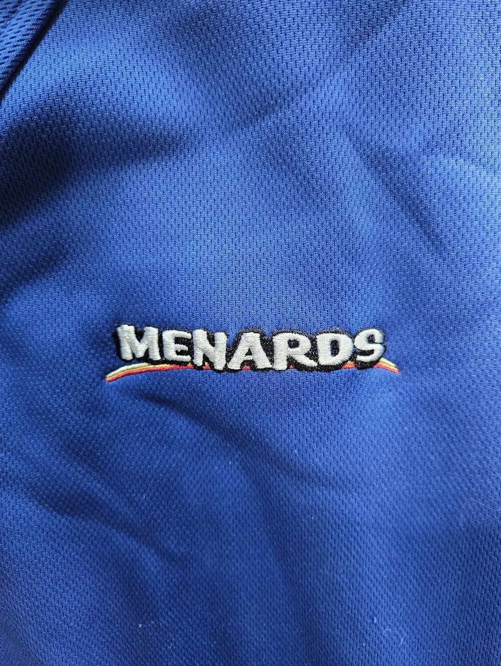 Menards Mens L Long Sleeve Full Zip Jacket Blue Gray Softshell Fleece Lined